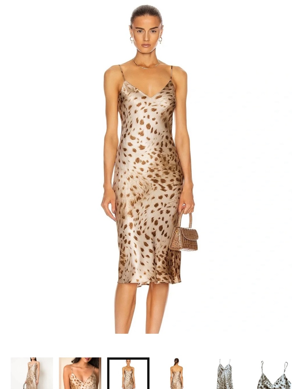 L'AGENCE Beige and Brown Leopard-Print Midi Slip Dress